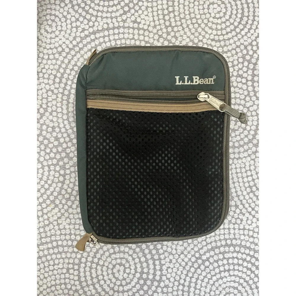 LL Bean Insulated Lunch Box Bag Green with Mesh Pocket - Padded Cooler Tote
